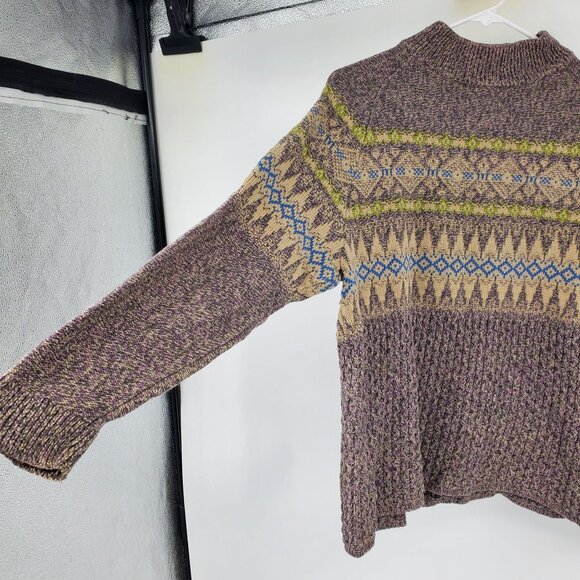 Vintage Woolrich Mock Neck Fair Isle Textured Grandma Sweater Size Medium - Picture 4 of 9